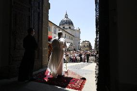 Pope Leo XIV Leads The Angelus Prayer - Castel Gandolfo