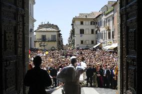 Pope Leo XIV Leads The Angelus Prayer - Castel Gandolfo