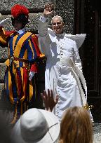 Pope Leo XIV Leads The Angelus Prayer - Castel Gandolfo