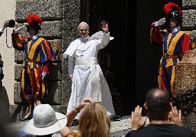 Pope Leo XIV Leads The Angelus Prayer - Castel Gandolfo