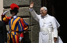 Pope Leo XIV Leads The Angelus Prayer - Castel Gandolfo