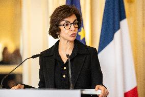 Rachida Dati At Signing Ceremony To Create Notre Dame Cathedral Digital Twin - Paris