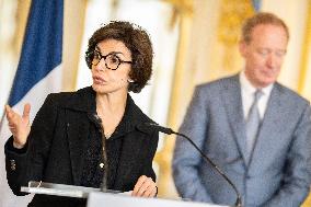 Rachida Dati At Signing Ceremony To Create Notre Dame Cathedral Digital Twin - Paris
