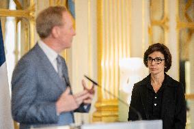 Rachida Dati At Signing Ceremony To Create Notre Dame Cathedral Digital Twin - Paris