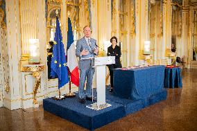 Rachida Dati At Signing Ceremony To Create Notre Dame Cathedral Digital Twin - Paris