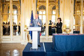 Rachida Dati At Signing Ceremony To Create Notre Dame Cathedral Digital Twin - Paris
