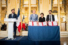 Rachida Dati At Signing Ceremony To Create Notre Dame Cathedral Digital Twin - Paris