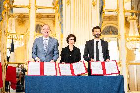 Rachida Dati At Signing Ceremony To Create Notre Dame Cathedral Digital Twin - Paris