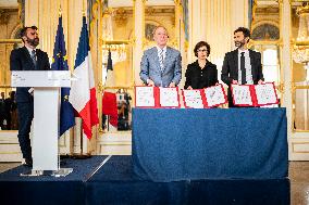 Rachida Dati At Signing Ceremony To Create Notre Dame Cathedral Digital Twin - Paris