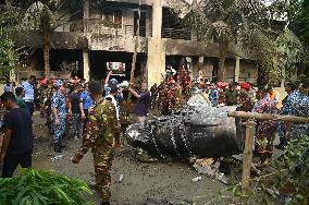 Air Force Training Jet Crash On School Campus - Dhaka