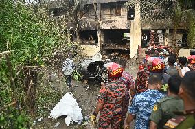 Air Force Training Jet Crash On School Campus - Dhaka