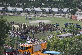 Air Force Training Jet Crash On School Campus - Dhaka