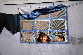 Displaced Palestinian Children At Shelter - Gaza
