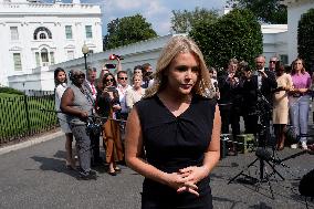 Karoline Leavitt talks to reporters - Washington