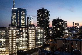 Panoramic Views of Milan's Porta Nuova District - Italy