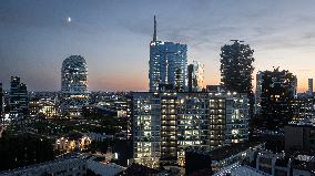 Panoramic Views of Milan's Porta Nuova District - Italy