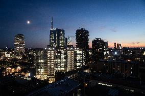 Panoramic Views of Milan's Porta Nuova District - Italy