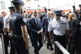 Bruno Retailleau visits the 20th Arrondissement Police Station - Paris