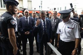 Bruno Retailleau visits the 20th Arrondissement Police Station - Paris