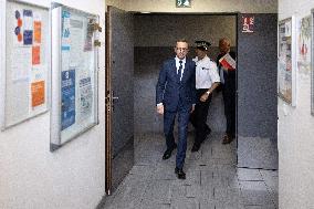 Bruno Retailleau visits the 20th Arrondissement Police Station - Paris
