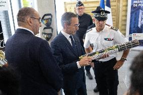 Bruno Retailleau visits the 20th Arrondissement Police Station - Paris