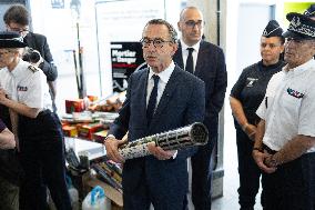 Bruno Retailleau visits the 20th Arrondissement Police Station - Paris