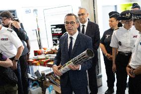 Bruno Retailleau visits the 20th Arrondissement Police Station - Paris