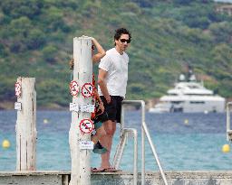 Adrien Brody and Georgina Chapman at Club 55 in Saint-Tropez - France