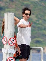 Adrien Brody and Georgina Chapman at Club 55 in Saint-Tropez - France