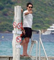 Adrien Brody and Georgina Chapman at Club 55 in Saint-Tropez - France