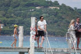 Adrien Brody and Georgina Chapman at Club 55 in Saint-Tropez - France