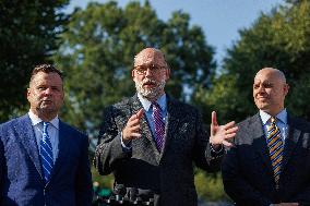James Blair, Russell Vought and Bill Pulte Speak to Media outisde White House