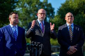 James Blair, Russell Vought and Bill Pulte Speak to Media outisde White House