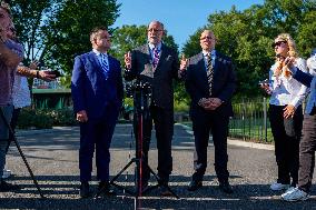 James Blair, Russell Vought and Bill Pulte Speak to Media outisde White House