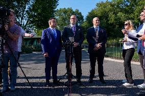 James Blair, Russell Vought and Bill Pulte Speak to Media outisde White House