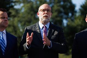 James Blair, Russell Vought and Bill Pulte Speak to Media outisde White House