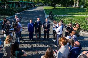 James Blair, Russell Vought and Bill Pulte Speak to Media outisde White House