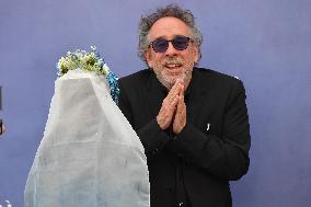 Tim Burton And Monica Bellucci At Presentation Of Wednesday Season 2 - Italy