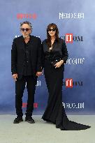 Tim Burton And Monica Bellucci At Presentation Of Wednesday Season 2 - Italy