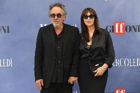 Tim Burton And Monica Bellucci At Presentation Of Wednesday Season 2 - Italy