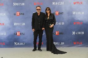 Tim Burton And Monica Bellucci At Presentation Of Wednesday Season 2 - Italy