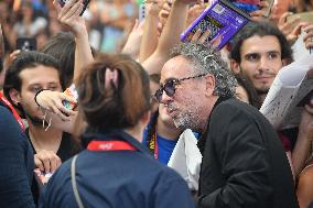 Tim Burton And Monica Bellucci At Presentation Of Wednesday Season 2 - Italy