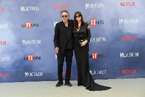 Tim Burton And Monica Bellucci At Presentation Of Wednesday Season 2 - Italy