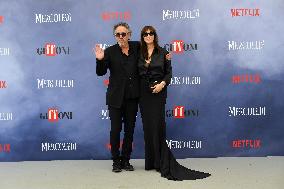 Tim Burton And Monica Bellucci At Presentation Of Wednesday Season 2 - Italy