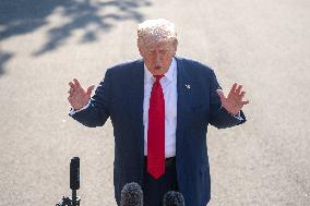 President Trump Departs White House for Scotland