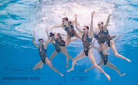 World Aquatics Championships 2025 -  acrobatic final of artistic swimming - Singapore