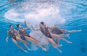 World Aquatics Championships 2025 -  acrobatic final of artistic swimming - Singapore