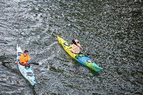 elebrations marking the first anniversary of the Paris 2024 Olympic Games - Canoes Parade