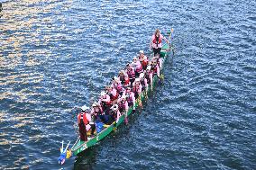 elebrations marking the first anniversary of the Paris 2024 Olympic Games - Canoes Parade