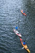 elebrations marking the first anniversary of the Paris 2024 Olympic Games - Canoes Parade